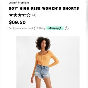 501 Levi’s high rise shorts